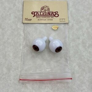 Tallinas Doll Eyes 20mm  Acrylic Brown Iris -‎ White Sclera New Doll Supplies